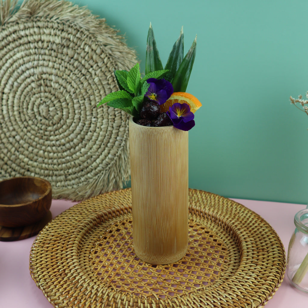 JUNGLE CULTURE BAMBOO TALL CUPS/VASE (HOLDS 17 OZ) - SMOOTHIES, COCKTAILS, DECORATION VASE