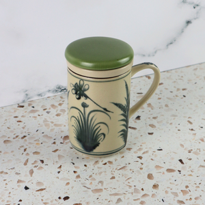 VIETNAMESE BAT TRANG DRAGONFLY TEA INFUSER AND MUG SET