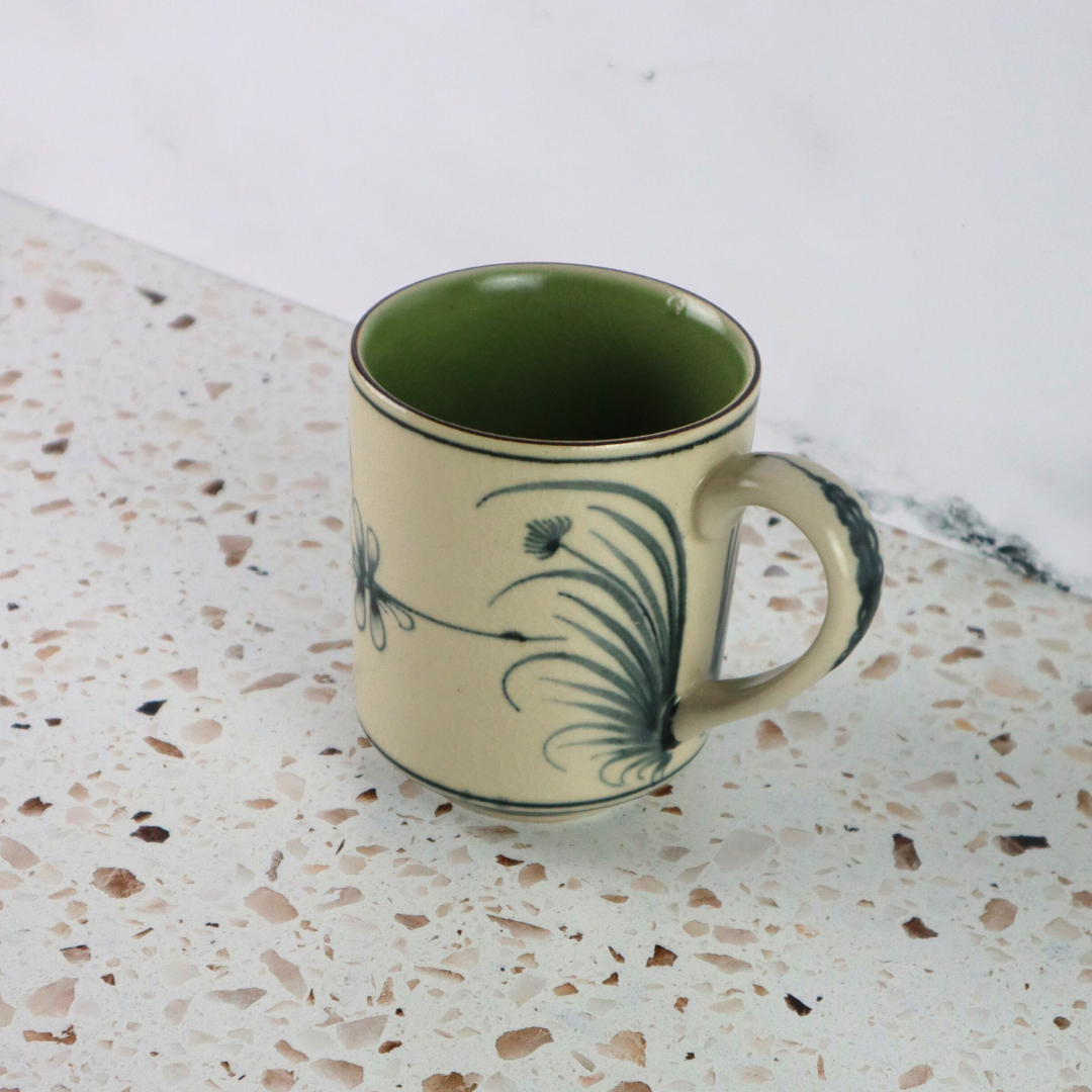 VIETNAMESE BAT TRANG DRAGONFLY COFFEE MUG SET