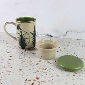 VIETNAMESE BAT TRANG DRAGONFLY TEA INFUSER AND MUG SET