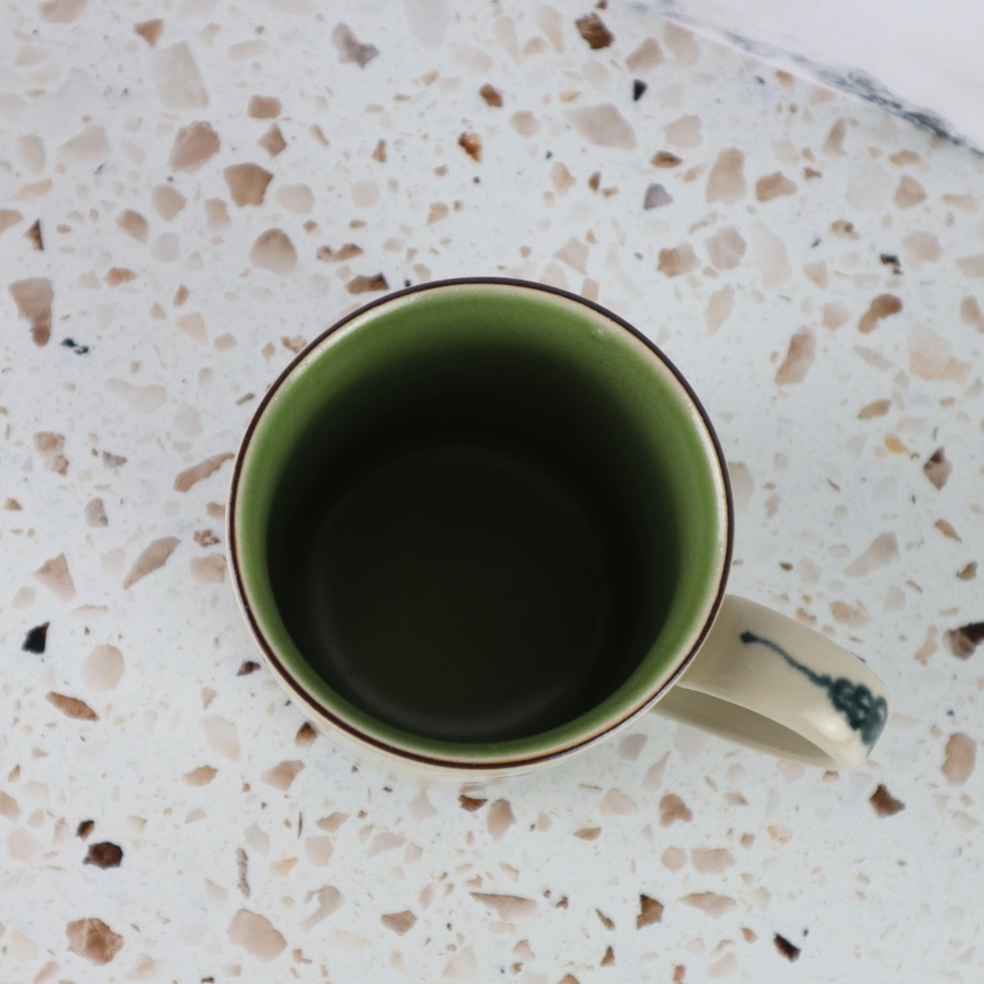 VIETNAMESE BAT TRANG DRAGONFLY COFFEE MUG SET
