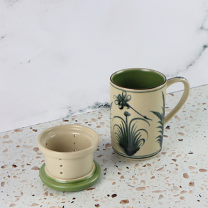 VIETNAMESE BAT TRANG DRAGONFLY TEA INFUSER AND MUG SET