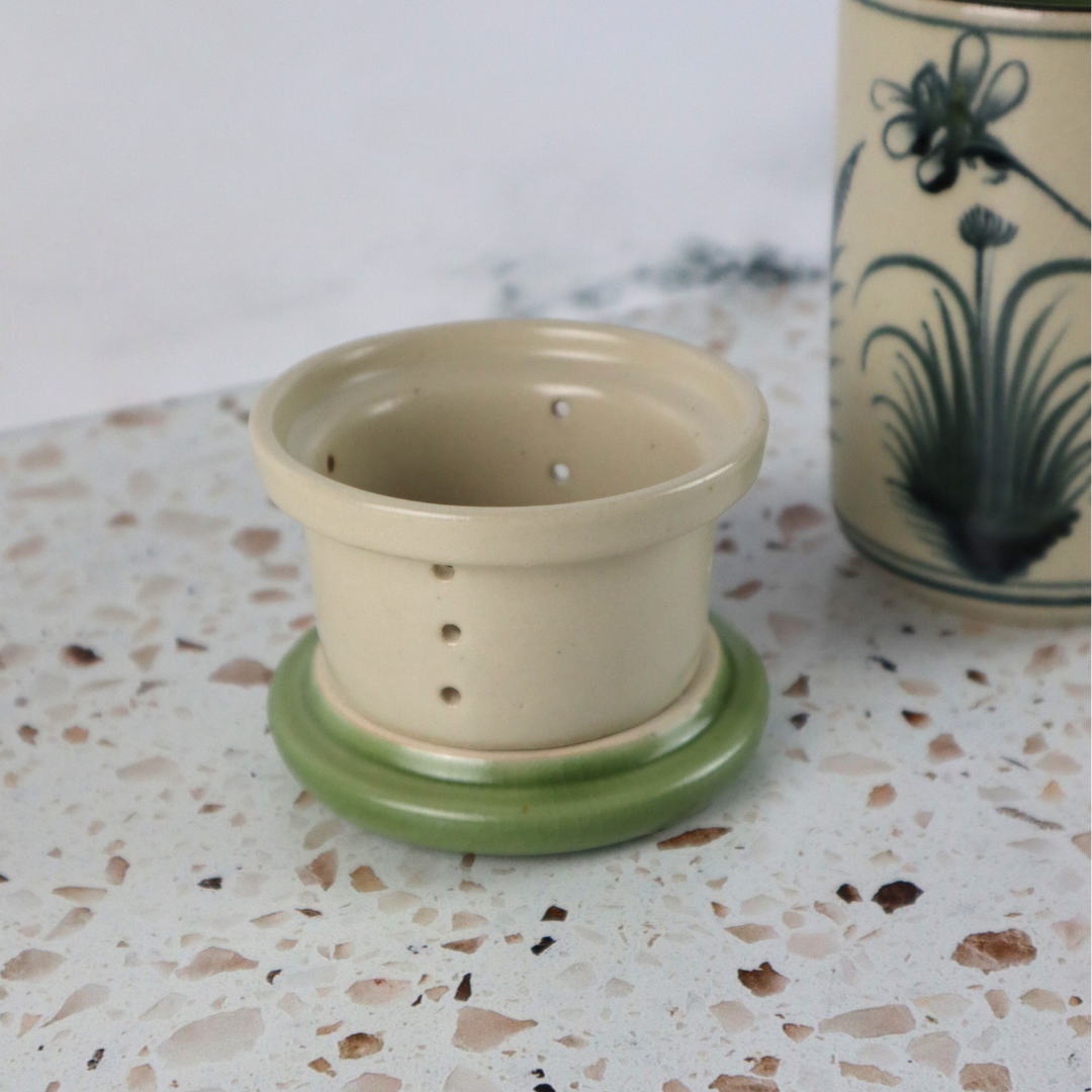 VIETNAMESE BAT TRANG DRAGONFLY TEA INFUSER AND MUG SET