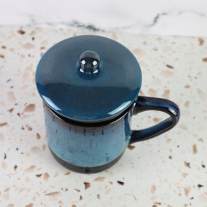 VIETNAMESE BAT TRANG BLUE OMBRE GLAZED TEA INFUSER AND MUG SET