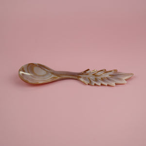 VIETNAMESE MINI PINK MOTHER OF PEARL LEAF SHAPE SPOON FOR CAVIAR, APPETIZER, AMUSE BOUCHE