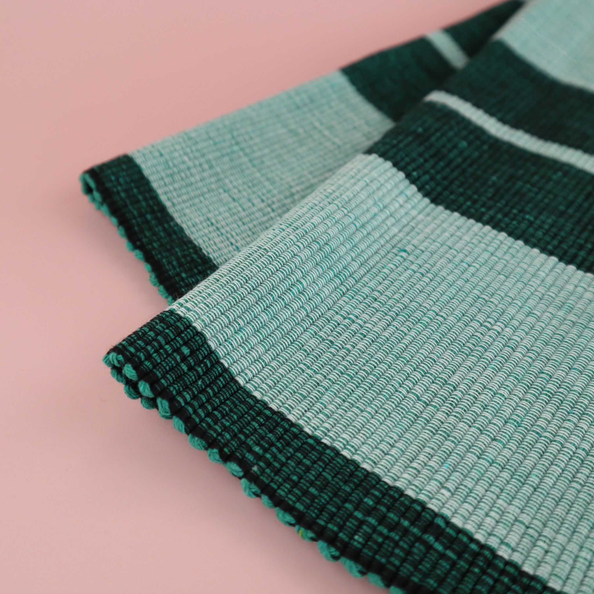 FILIPINO INABEL FABRIC WASIG PATTERN PLACEMAT - FOREST GREEN
