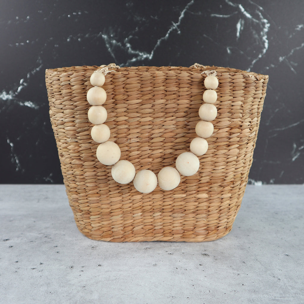 FILIPINO SEAGRASS AND WOODEN BEAD HANDBAG