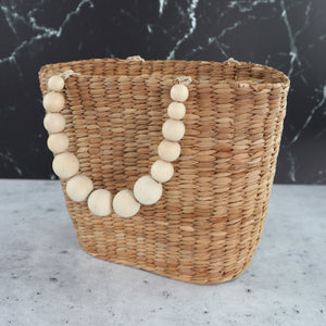 FILIPINO SEAGRASS AND WOODEN BEAD HANDBAG