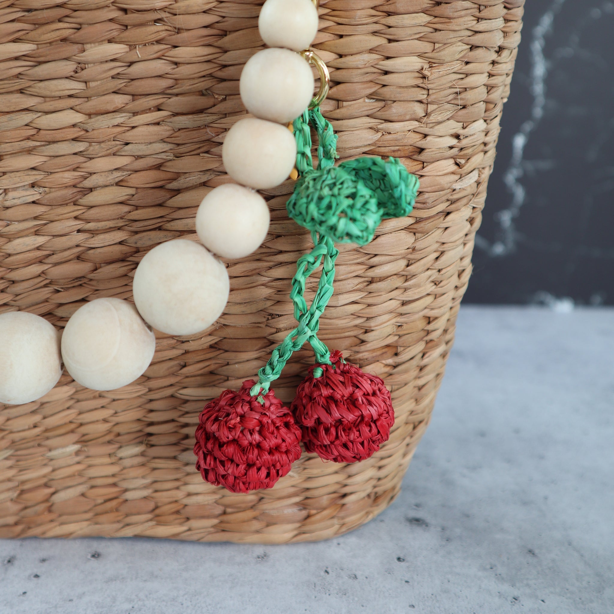 FILIPINO RAFFIA CHERRY BAG CHARM