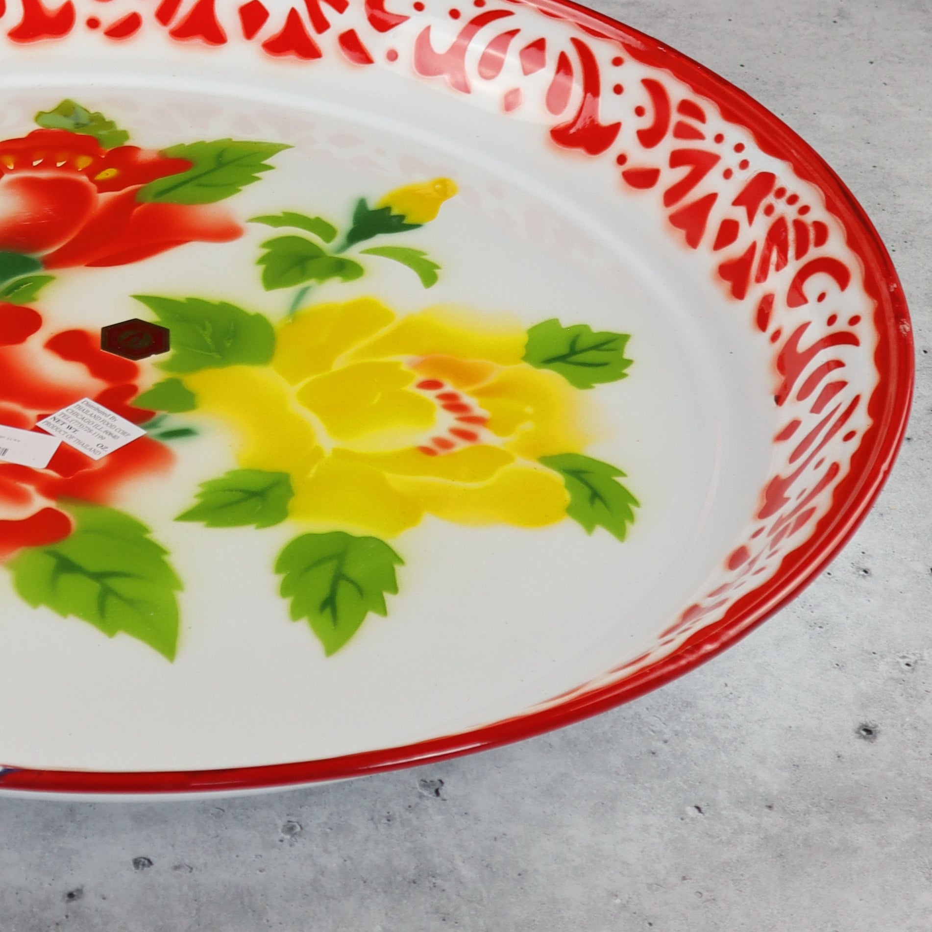 THAI FLOWER ENAMEL ZINC TRAY VINTAGE DESIGN (XX-LARGE) - FEAST & CATERING SIZE