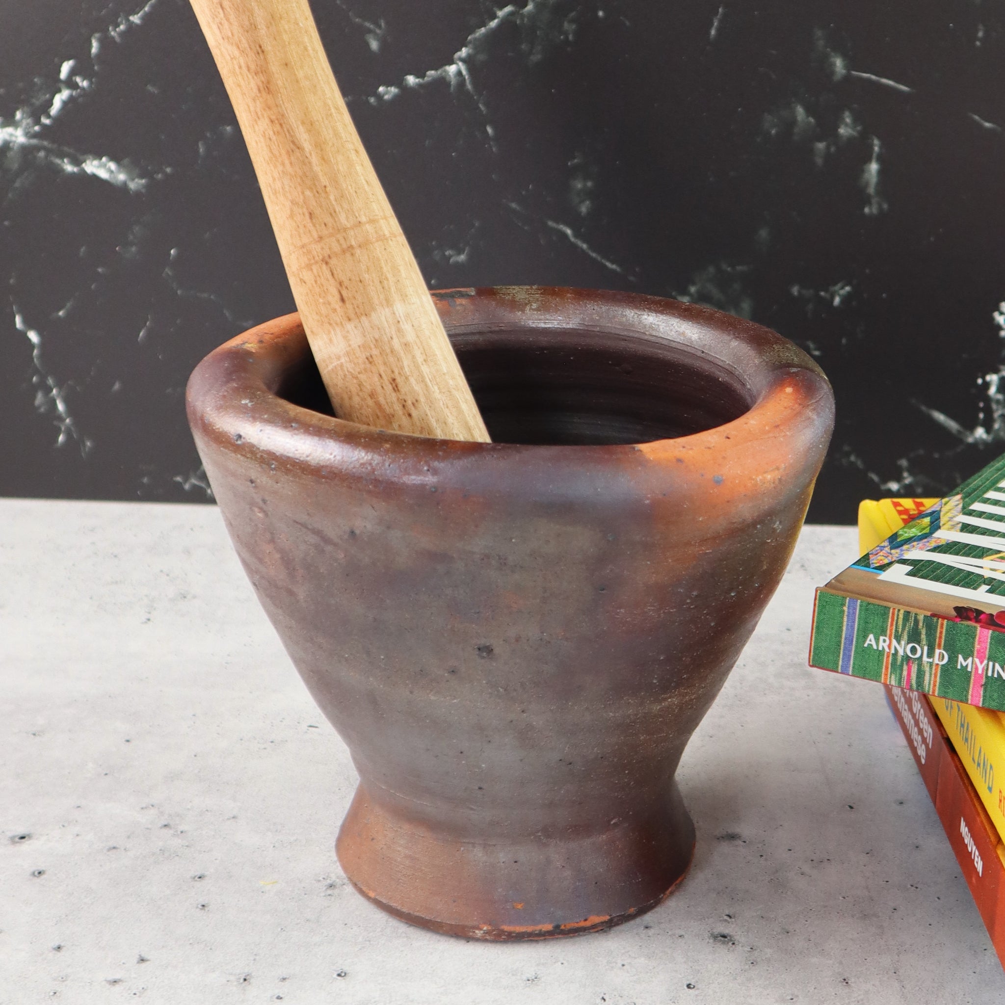 THAI LAO KHMER BURMESE MORTAR AND PESTLE 3 PIECES SET(KROK FOR GREEN PAPAYA SALAD AND TUM)
