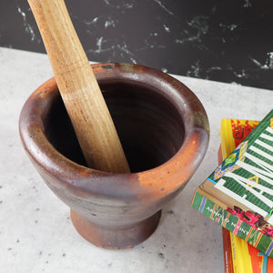THAI LAO KHMER BURMESE MORTAR AND PESTLE 3 PIECES SET(KROK FOR GREEN PAPAYA SALAD AND TUM)