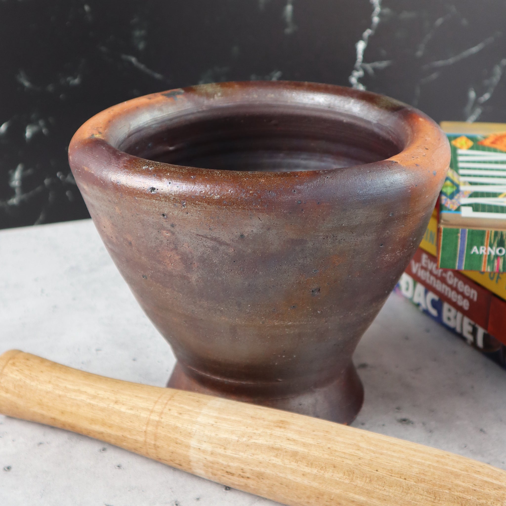 THAI LAO KHMER BURMESE MORTAR AND PESTLE 3 PIECES SET(KROK FOR GREEN PAPAYA SALAD AND TUM)