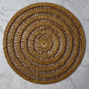 INDONESIAN BROWN SPIRAL RATTAN CHARGER PLATE