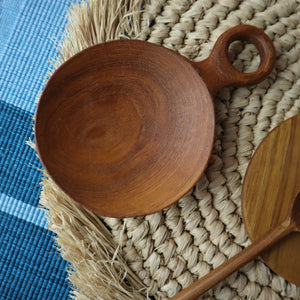 INDONESIAN TEAK WOOD SCOOP WITH HOLES (SPICE SPOON, JEWELRY TRAY, ACCESSORY HOLDER, DECOR)