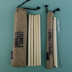 JUNGLE CULTURE BAMBOO REUSABLE STRAWS 10 PIECES SET (INCLUDES BOBA STRAW + CLEANING BRUSH)