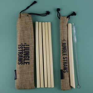 JUNGLE CULTURE BAMBOO REUSABLE STRAWS 10 PIECES SET (INCLUDES BOBA STRAW + CLEANING BRUSH)