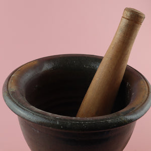 THAI LAO KHMER BURMESE MORTAR AND PESTLE 3 PIECES SET(KROK FOR GREEN PAPAYA SALAD AND TUM)