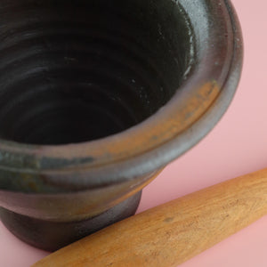 THAI LAO KHMER BURMESE MORTAR AND PESTLE 3 PIECES SET(KROK FOR GREEN PAPAYA SALAD AND TUM)