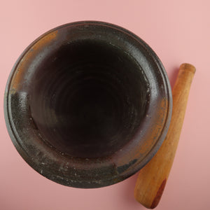 THAI LAO KHMER BURMESE MORTAR AND PESTLE 3 PIECES SET(KROK FOR GREEN PAPAYA SALAD AND TUM)