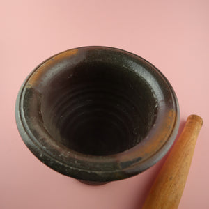 THAI LAO KHMER BURMESE MORTAR AND PESTLE 3 PIECES SET(KROK FOR GREEN PAPAYA SALAD AND TUM)