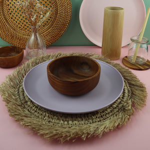 INDONESIAN NATURAL BOHO RAFFIA STRAW PLACEMAT WITH FRINGE