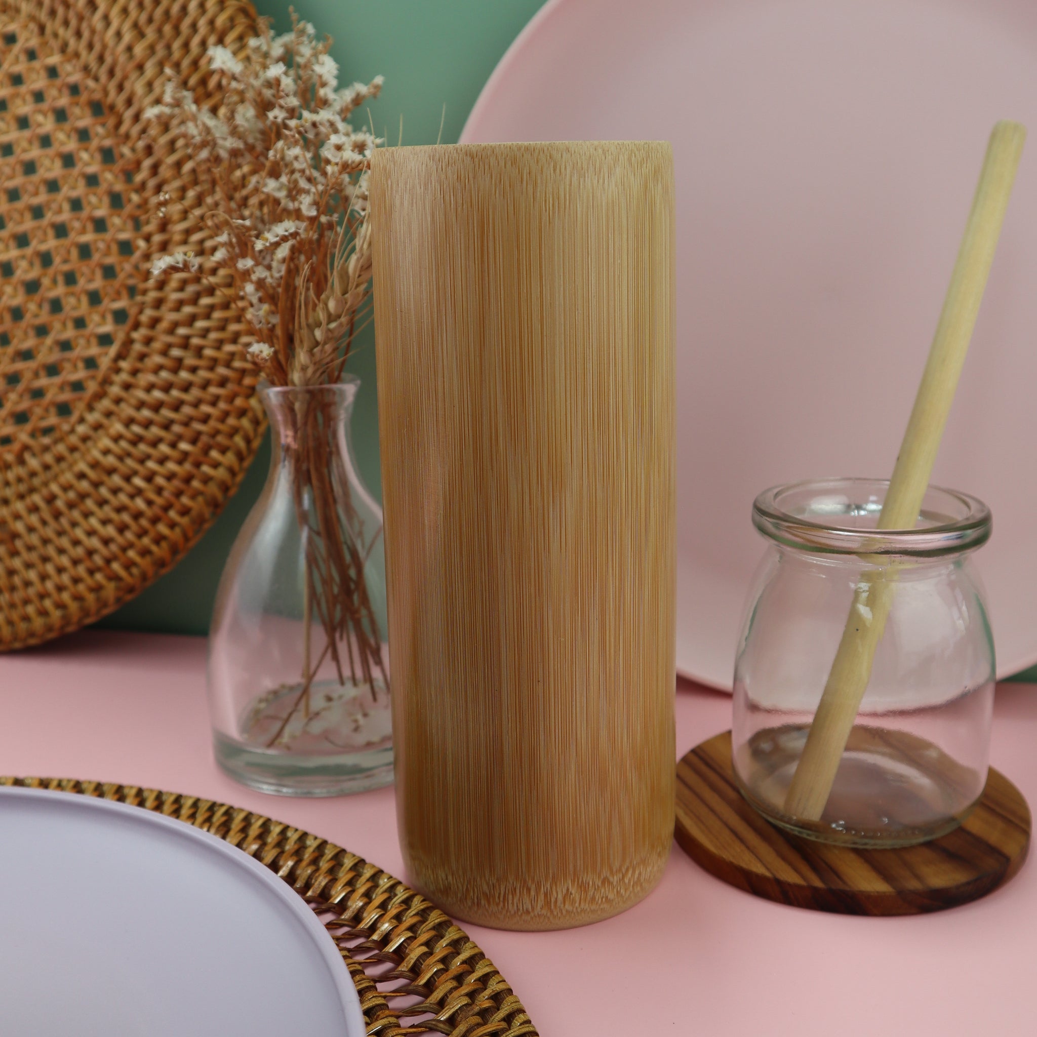 JUNGLE CULTURE BAMBOO REUSABLE STRAWS 10 PIECES SET (INCLUDES BOBA STRAW + CLEANING BRUSH)