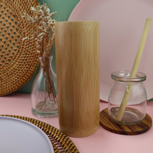 JUNGLE CULTURE BAMBOO REUSABLE STRAWS 10 PIECES SET (INCLUDES BOBA STRAW + CLEANING BRUSH)