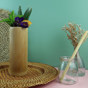 JUNGLE CULTURE BAMBOO TALL CUPS/VASE (HOLDS 17 OZ) - SMOOTHIES, COCKTAILS, DECORATION VASE