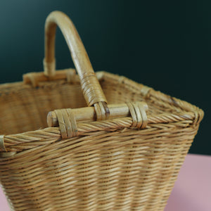 VIETNAMESE RATTAN PICNIC BASKET (FOR FARMERS MARKET, FLOWER ARRANGEMENT, FORAGING)