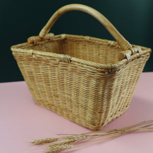 VIETNAMESE RATTAN PICNIC BASKET (FOR FARMERS MARKET, FLOWER ARRANGEMENT, FORAGING)