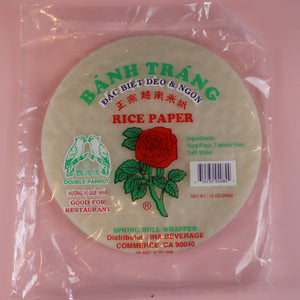 DOUBLE PARROT ROSE BRAND FRESH SPRING ROLL RICE PAPER WRAPPER (22 CM)