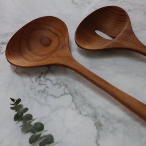 INDONESIAN TEAK WOOD COOKING SPOON SET (2 PIECES)