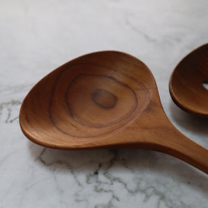 INDONESIAN TEAK WOOD COOKING SPOON SET (2 PIECES)