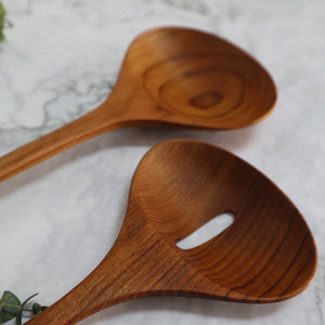 INDONESIAN TEAK WOOD COOKING SPOON SET (2 PIECES)