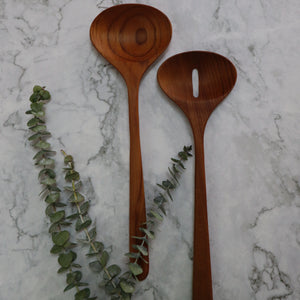 INDONESIAN TEAK WOOD COOKING SPOON SET (2 PIECES)