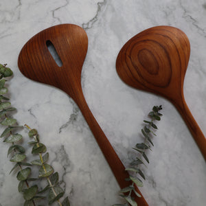 INDONESIAN TEAK WOOD COOKING SPOON SET (2 PIECES)