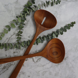 INDONESIAN TEAK WOOD COOKING SPOON SET (2 PIECES)