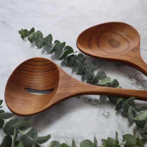 INDONESIAN TEAK WOOD COOKING SPOON SET (2 PIECES)