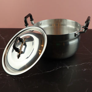THAI NOODLE SOUP ALUMINUM POT WITH DOUBLE HANDLE AND LID (SMALL)