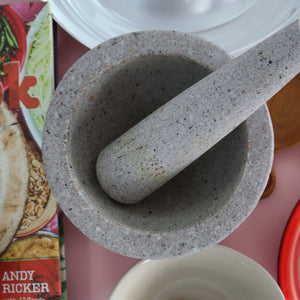 PANDAN MARKET THAI GRANITE STONE MORTAR & PESTLE AND COOKBOOK (4 PIECES GIFT SET)