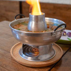 THAI LAO KHMER VIETNAMESE ALUMINUM HOTPOT SOUP WITH HEATING COMPARTMENT (FOR TOM YUM, TOM ZAB)